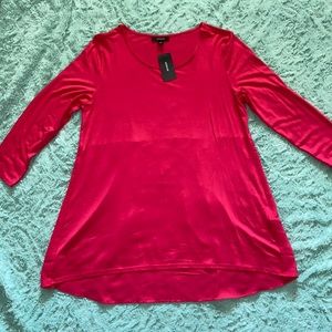Alfani Womens High-Low Mixed Media Pullover Top